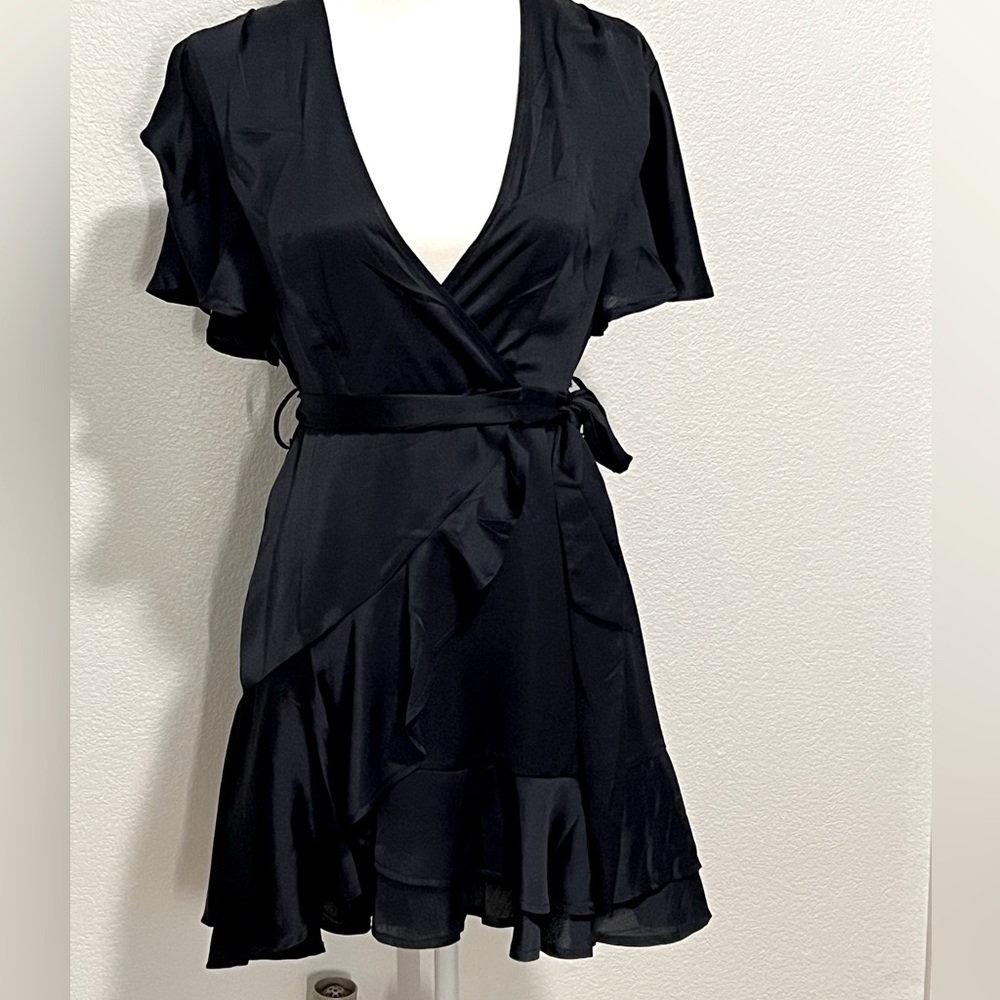NEW! HELLO MOLLY Faux Satin Navy Wrap Dress ⭐️⭐️⭐️⭐️⭐️⭐️⭐️⭐️⭐️⭐️⭐️⭐️⭐️⭐️…